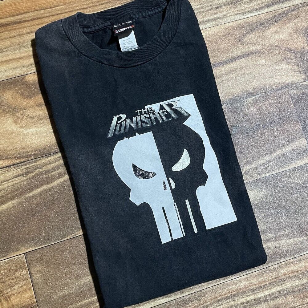 Vintage 2003 The Punisher Marvel Graphic T-Shirt Size XL Mad Engine RARE